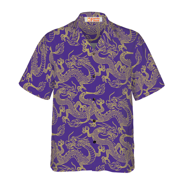 Purple And Gold Edition Oriental Dragon Hawaiian Shirt Jezsport.com