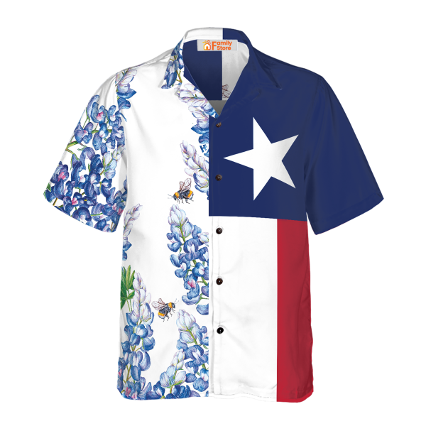 Royal Blue Bluebonnet - Floral Texas Flag - Hawaiian Shirt Jezsport.com