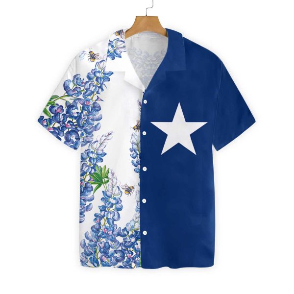 Royal Blue Bluebonnet Texas Floral Flaghawaiian Shirt Jezsport.com