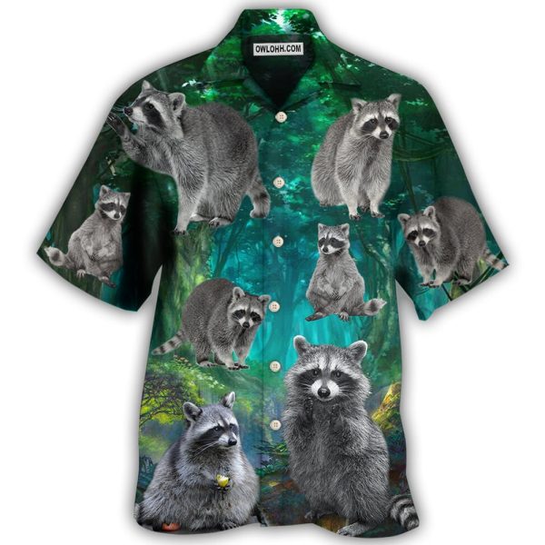 Raccoon Style With Green - Hawaiian Shirt Jezsport.com