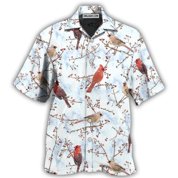 Cardinal Red In Winter - Hawaiian Shirt Jezsport.com