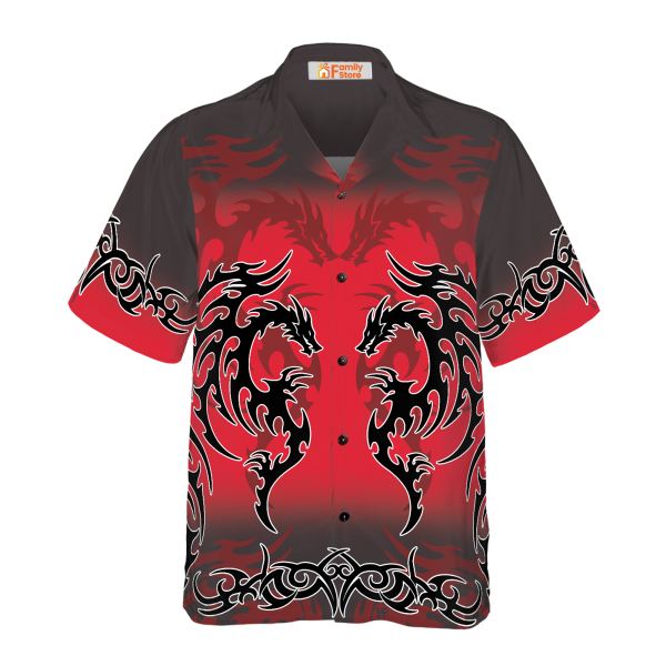 Red Tribal Dragon Hawaiian Shirt Jezsport.com