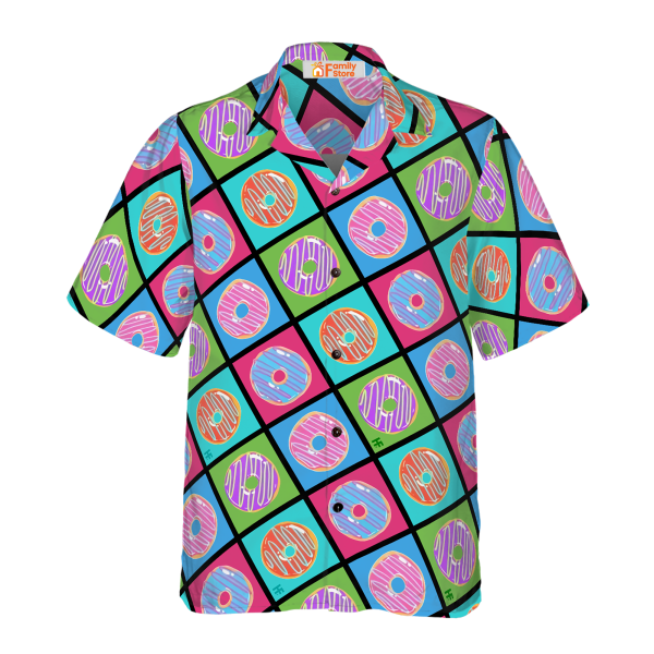 Retro Cute Yummy Donuts Pattern Hawaiian Shirt Jezsport.com