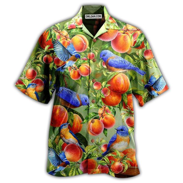 Robin Bird Something Peach Blue - Hawaiian Shirt Jezsport.com