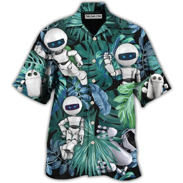 Robot Tropical Leaf So Excited - Hawaiian Shirt Jezsport.com