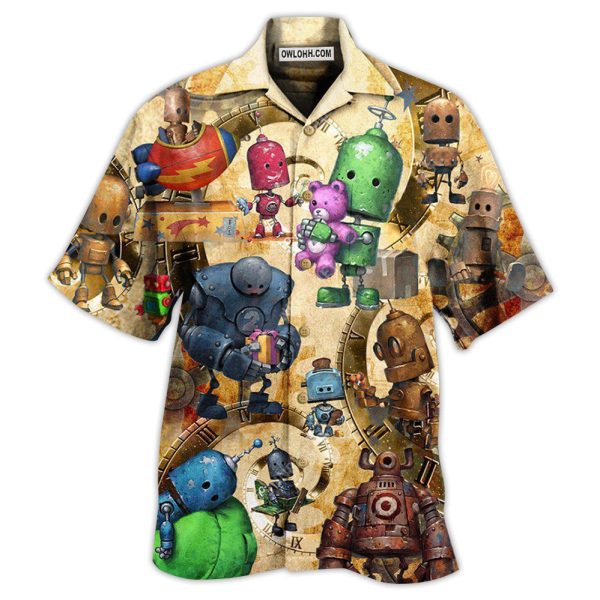 Robot With Solf Hearts - Hawaiian Shirt Jezsport.com