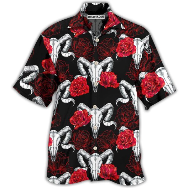 Skull Rose And Ram Skull - Hawaiian Shirt Jezsport.com