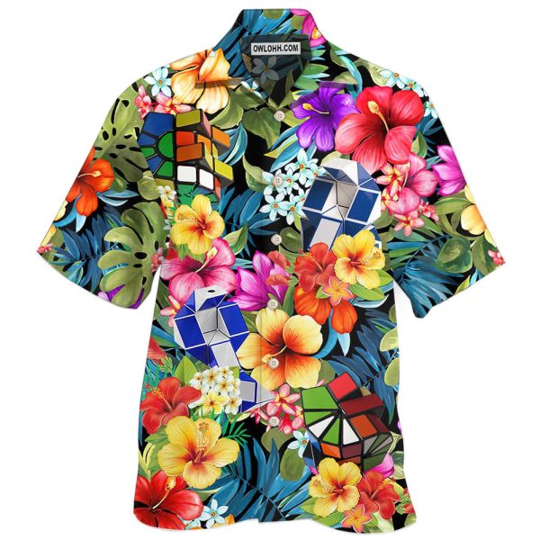 Rubik Snake Tropical Style With Flower - Hawaiian Shirt Jezsport.com