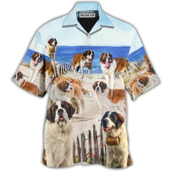 Saint Bernard Dog Funny Beach Style - Hawaiian Shirt Jezsport.com