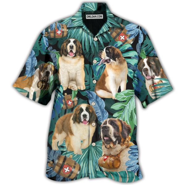 Saint Bernard Dog Tropical Leaf Style - Hawaiian Shirt Jezsport.com