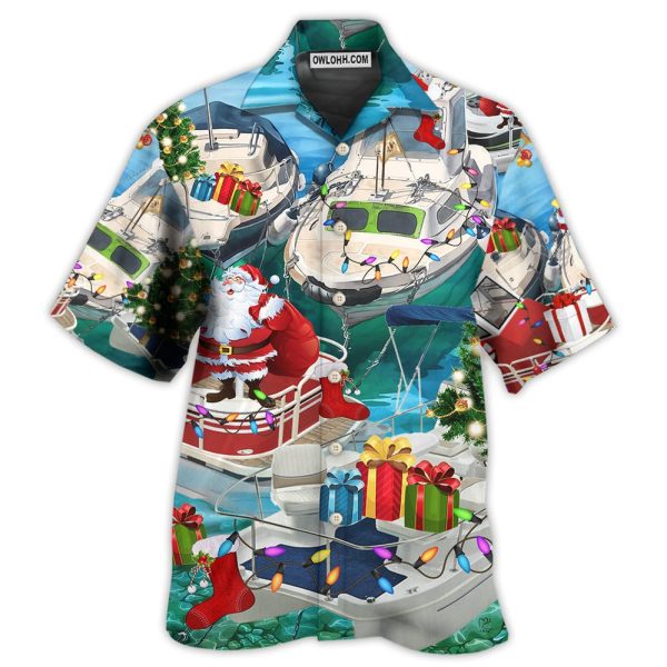 Pontoon Santa Claus's Pontoon Is Coming To Town - Hawaiian Shirt Jezsport.com