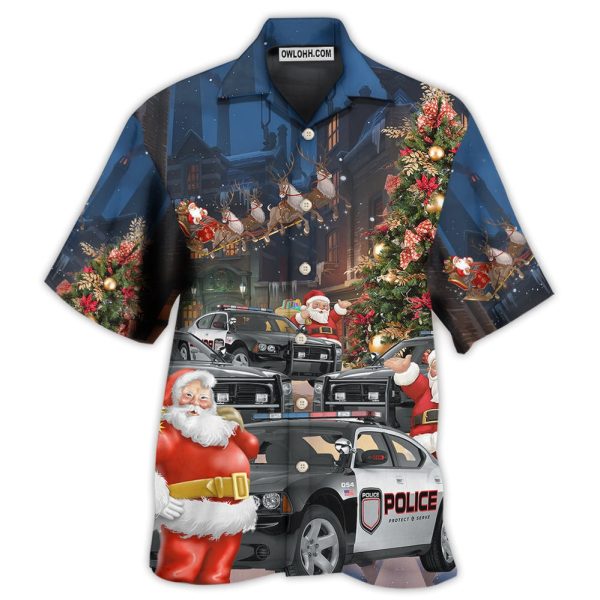 Police Car Santa Merry Christmas - Hawaiian Shirt Jezsport.com