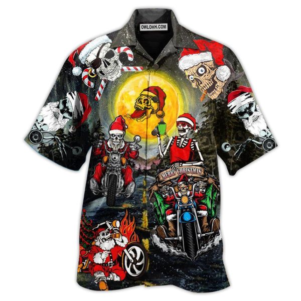 Skull Santa Skull Is Racing To You - Hawaiian Shirt Jezsport.com