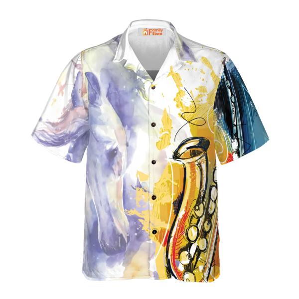 Saxophone And Horse Hawaiian Shirt Jezsport.com