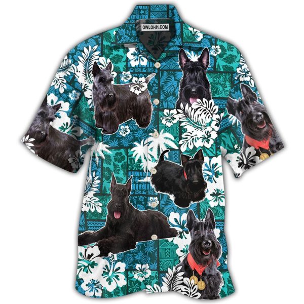 Scottish Terrier Dog Lovely Tribal Tropical Style - Hawaiian Shirt Jezsport.com