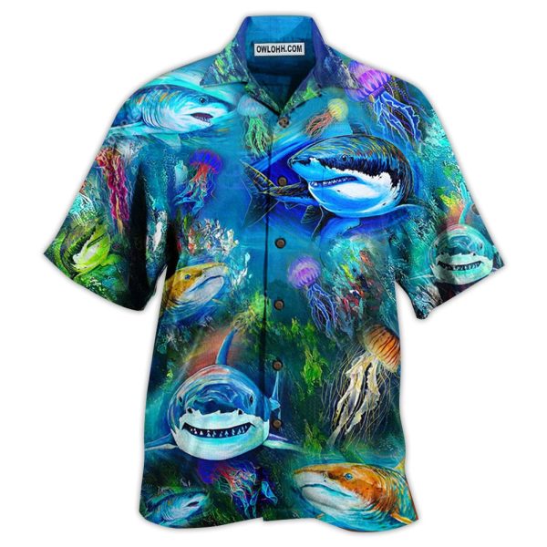 Shark Over Sea Awesome - Hawaiian Shirt Jezsport.com