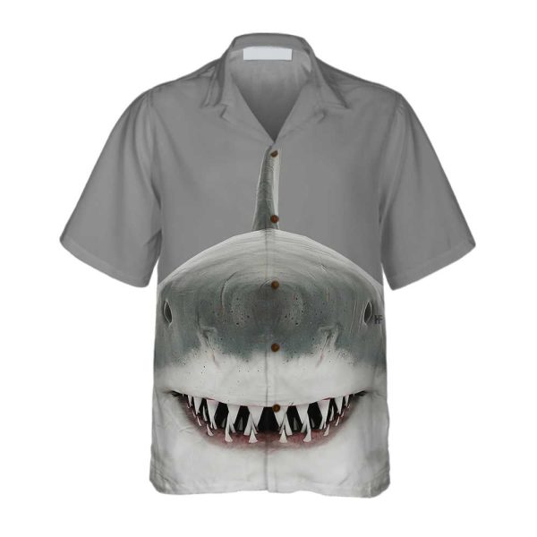 Shark Smile Hawaiian Shirt, Shark Button Up Shirt For Adults Jezsport.com