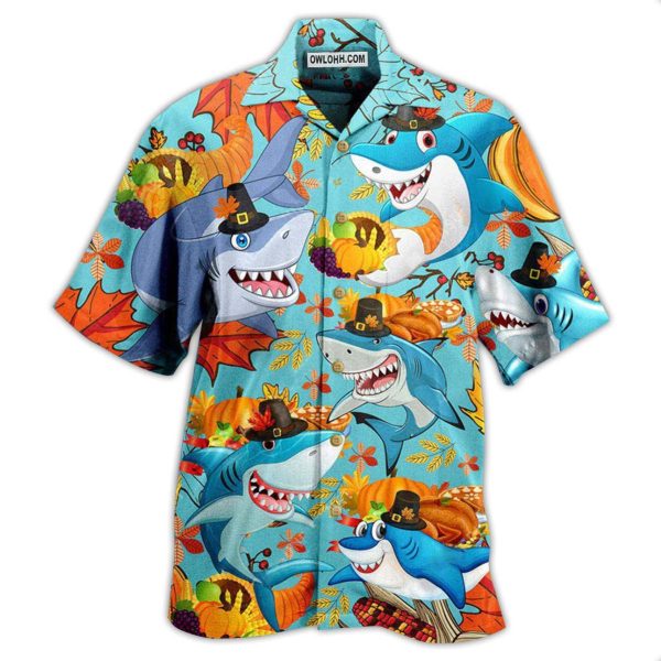 Shark Thanksgiving - Hawaiian Shirt Jezsport.com