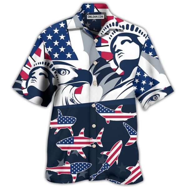 Shark America Independence Day - Hawaiian Shirt Jezsport.com