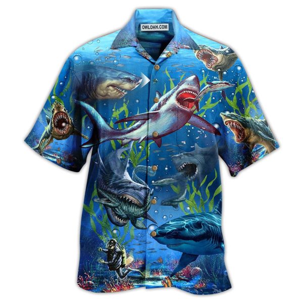 Shark What If Megalodon Was Alive - Hawaiian Shirt Jezsport.com