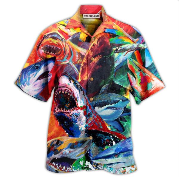 Shark Colorful Just Wanna Have Fun - Hawaiian Shirt Jezsport.com