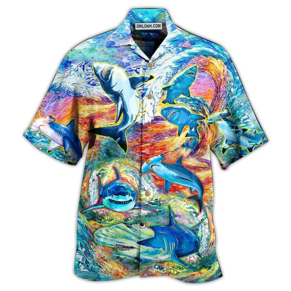 Shark Painting Color - Hawaiian Shirt Jezsport.com