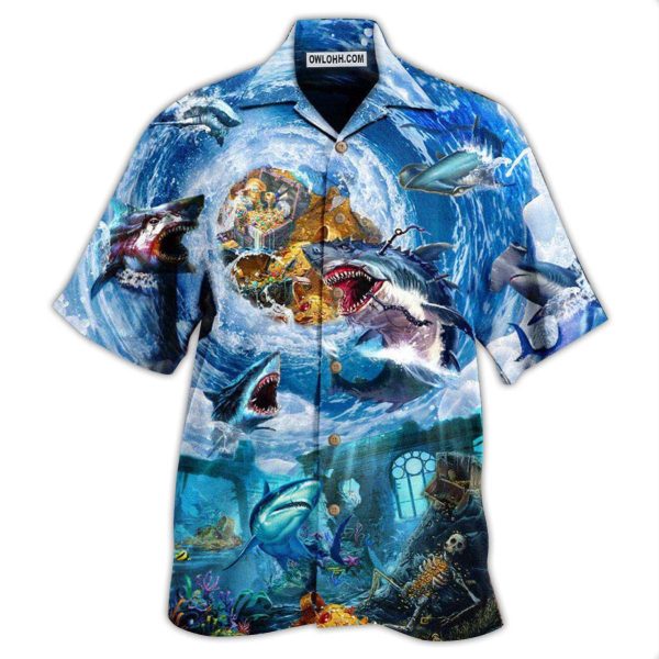 Shark Treasure Blue Ocean - Hawaiian Shirt Jezsport.com