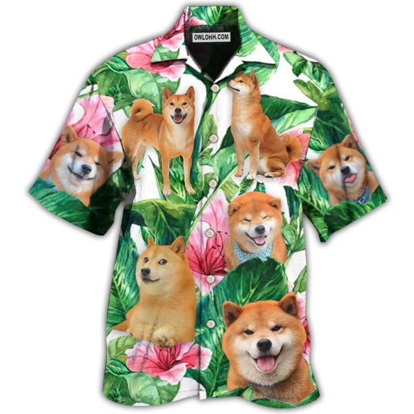 Shiba Inu Tropical Leaf Floral Style - Hawaiian Shirt Jezsport.com