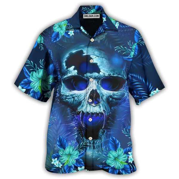 Skull Blue Hello Summer Style - Hawaiian Shirt Jezsport.com