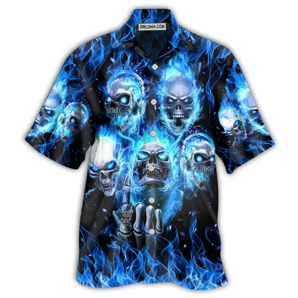 Skull Blue Skull Angry Style - Hawaiian Shirt Jezsport.com