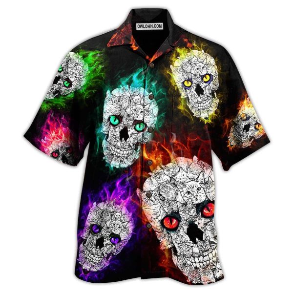 Skull Color Smile Say Hi - Hawaiian Shirt Jezsport.com