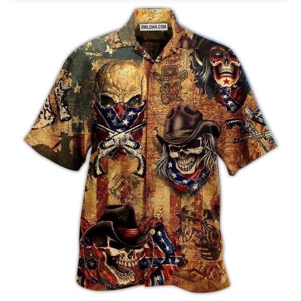 Cowboy Skull America Vintage Style - Hawaiian Shirt Jezsport.com