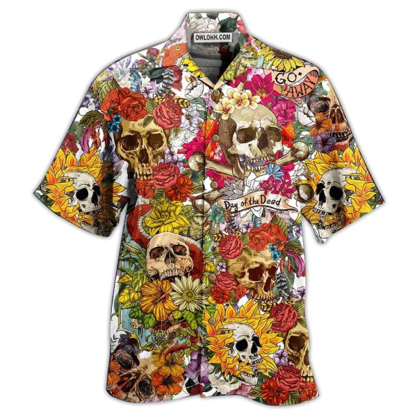 Skull Day Of The Dead Flower Skull - Hawaiian Shirt Jezsport.com