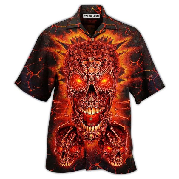 Skull Fire Love Red Smile - Hawaiian Shirt Jezsport.com