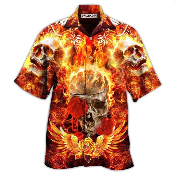 Skull Flaming Rose - Hawaiian Shirt Jezsport.com