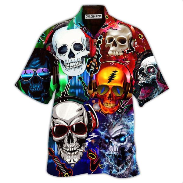 Skull Guitar Lets Get High - Hawaiian Shirt Jezsport.com