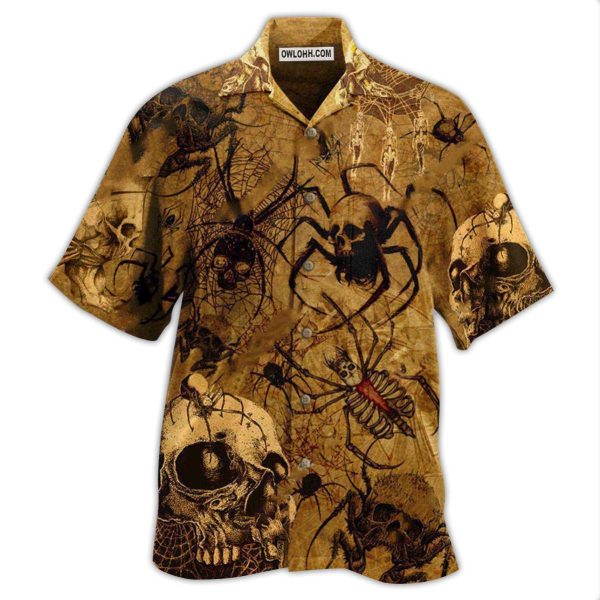 Skull Im Only Here For The Spiders - Hawaiian Shirt Jezsport.com