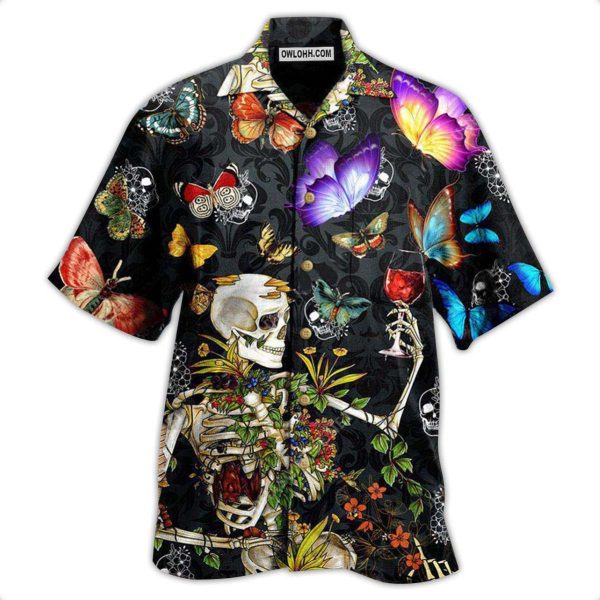 Skull Love Butterfly Overnight - Hawaiian Shirt Jezsport.com