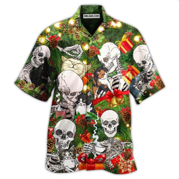 Skull My Cat And I Talk Sht About You - Hawaiian Shirt Jezsport.com