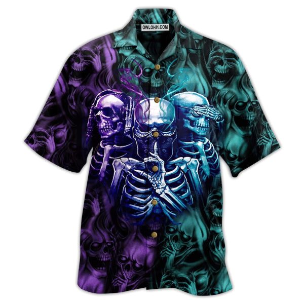 Skull Neither Hear Nor See - Hawaiian Shirt Jezsport.com