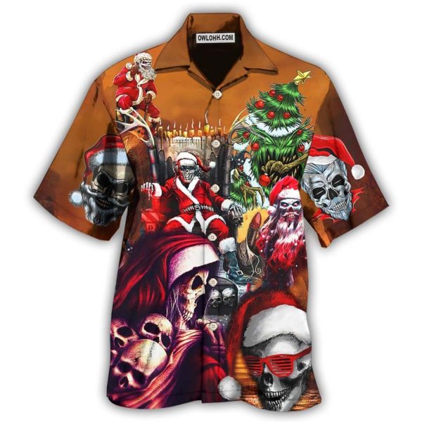 Skull Santa Claus Christmas Lovely - Hawaiian Shirt Jezsport.com