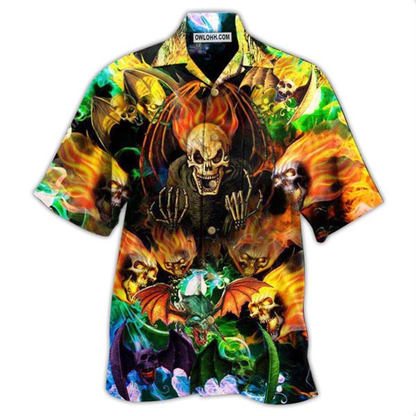 Skull With Bat Wings - Hawaiian Shirt Jezsport.com