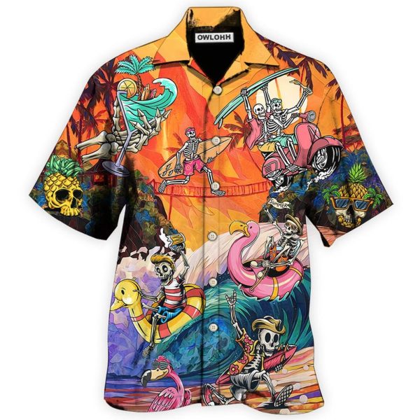 Skull Style On The Colorful Wave - Hawaiian Shirt Jezsport.com