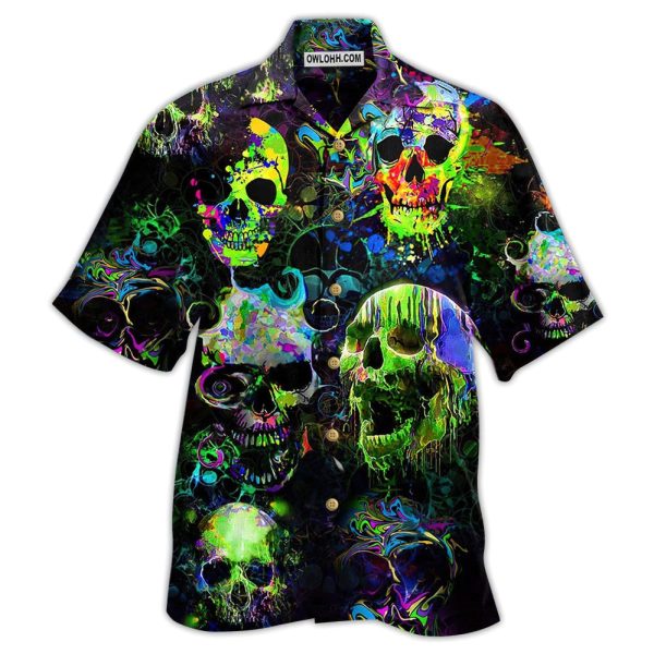 Skull Green Color Splash - Hawaiian Shirt Jezsport.com