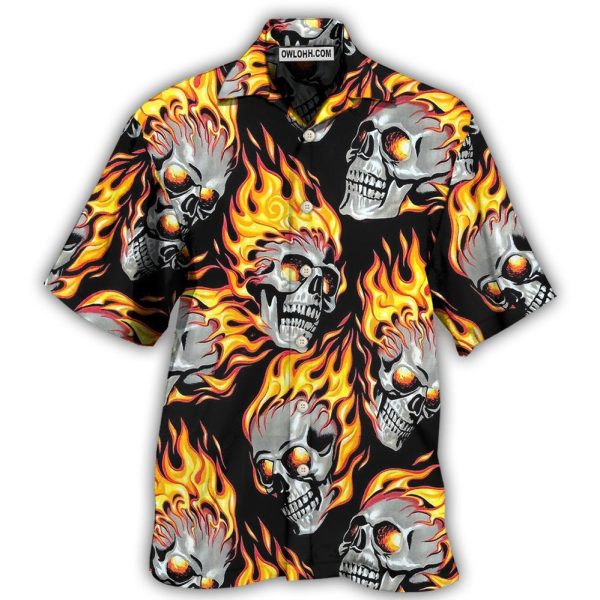 Skull On Fire - Hawaiian Shirt Jezsport.com