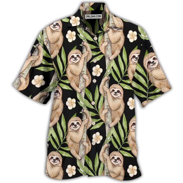 Sloth Tropical Leaf With Tiny Flower - Hawaiian Shirt Jezsport.com