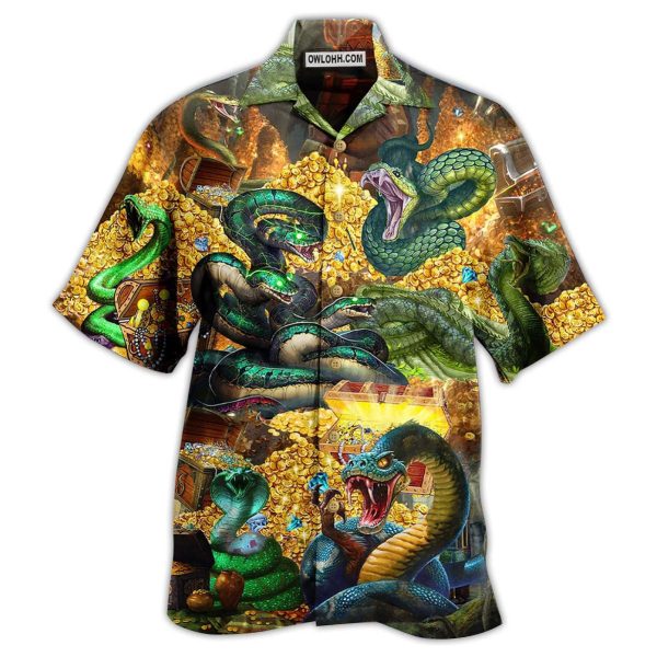 Snake Love Gold Cool - Hawaiian Shirt Jezsport.com