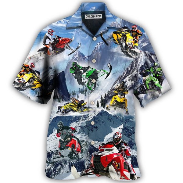 Snowmobile Life Style With Ice Mountain - Hawaiian Shirt Jezsport.com