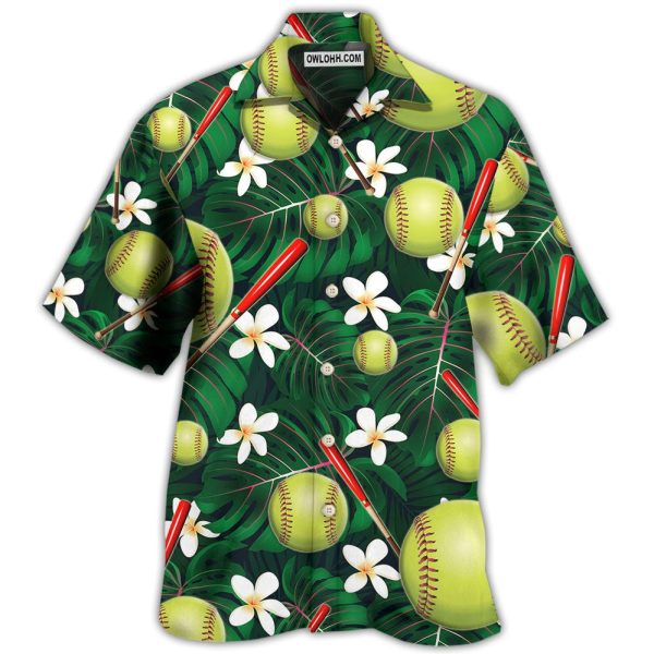 Softball Tropical Floral - Hawaiian Shirt Jezsport.com