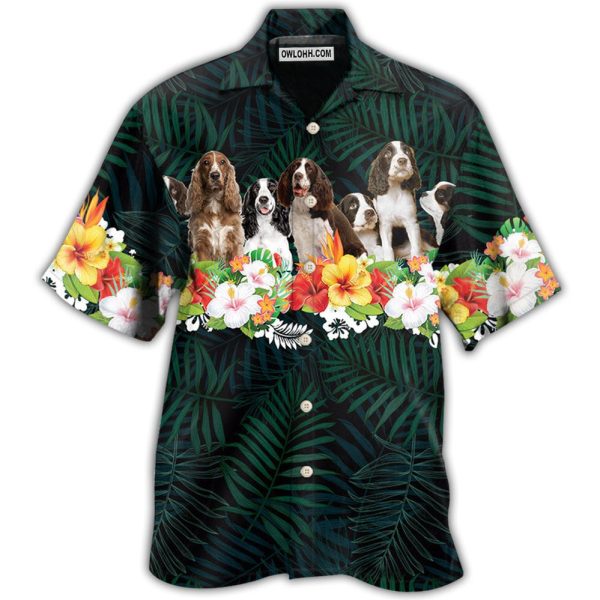 Springer Spaniel Dog Green Tropical Floral - Hawaiian Shirt Jezsport.com